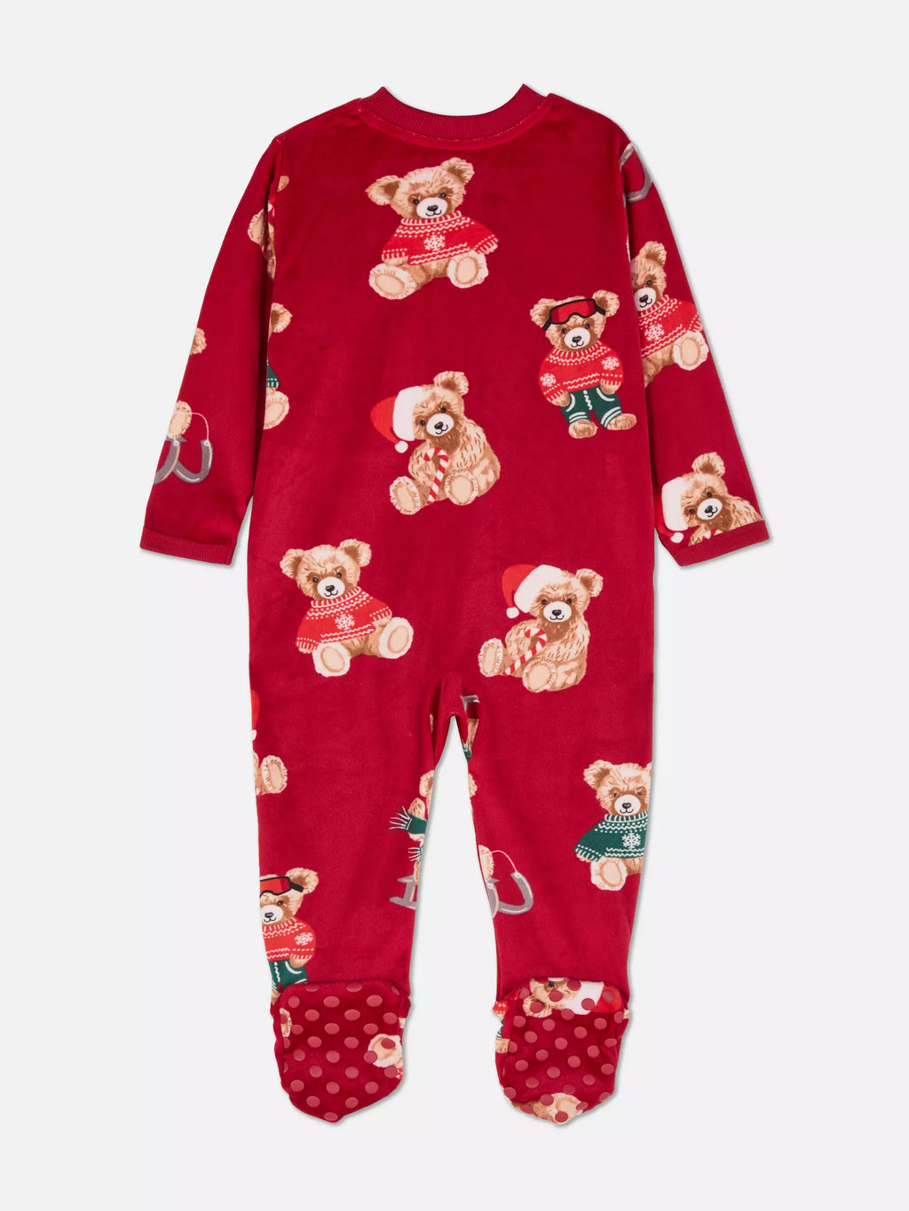 Babies Red Bear Family Christmas Sleepsuit