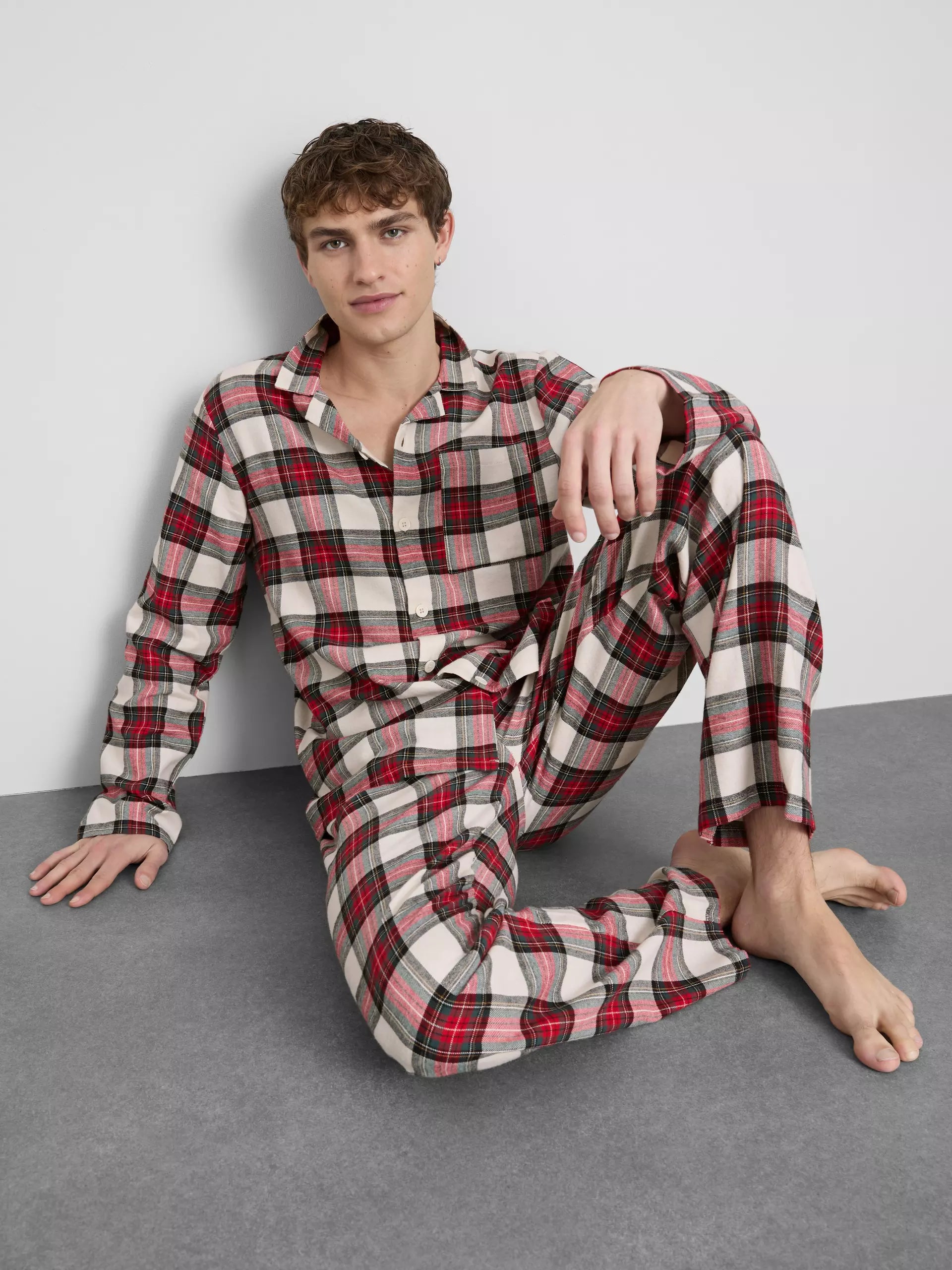 Men's Pure Cotton Check Family Christmas Pajamas