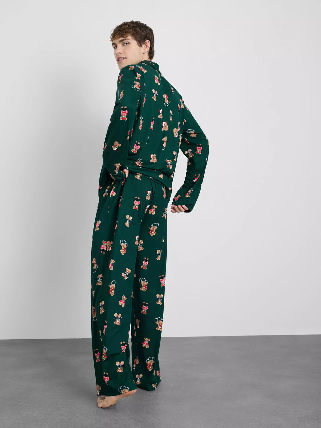 Men's Green Bear Family Christmas Pajamas