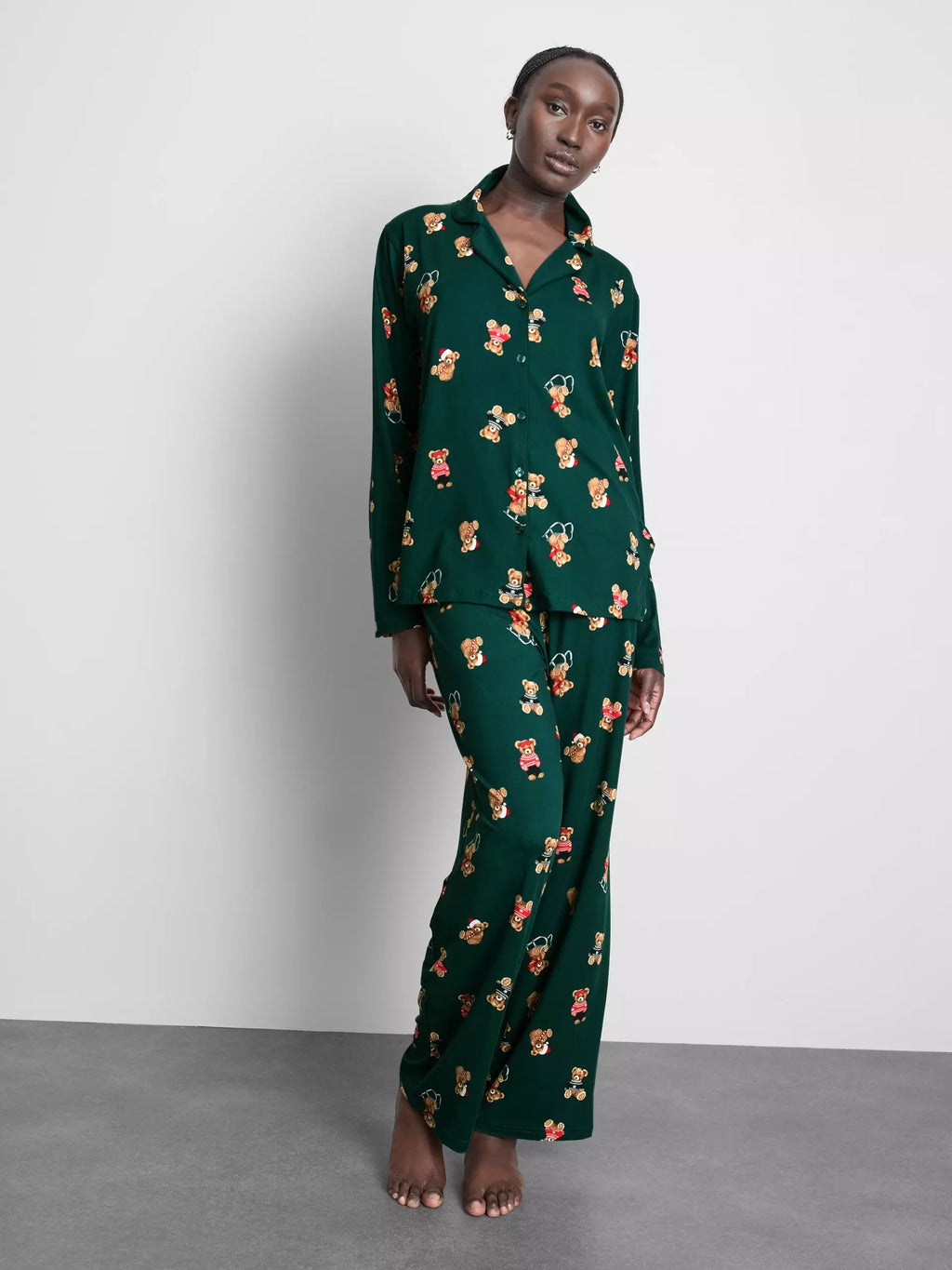 Women's Green Bear Family Christmas Pajamas