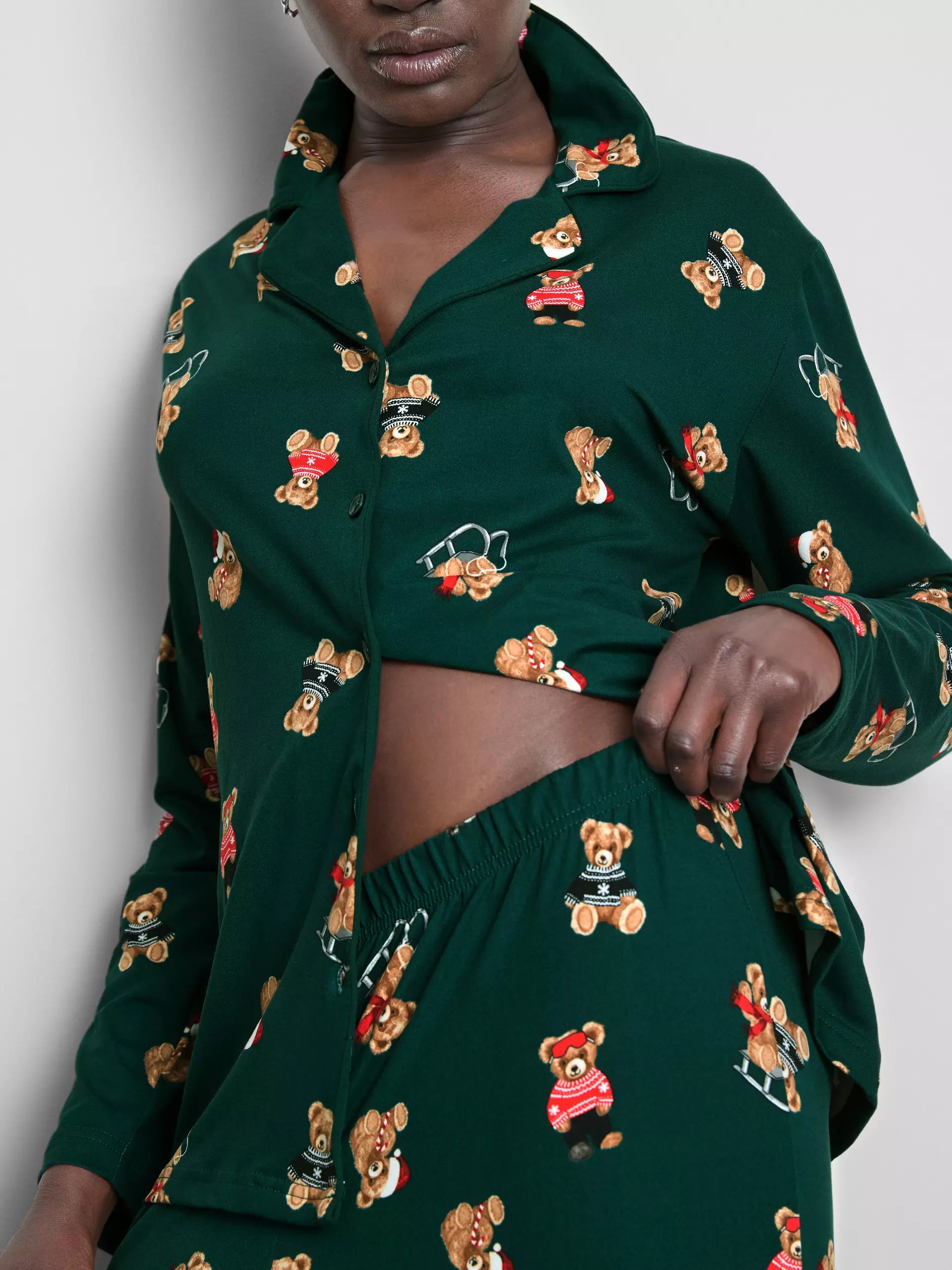 Women's Green Bear Family Christmas Pajamas