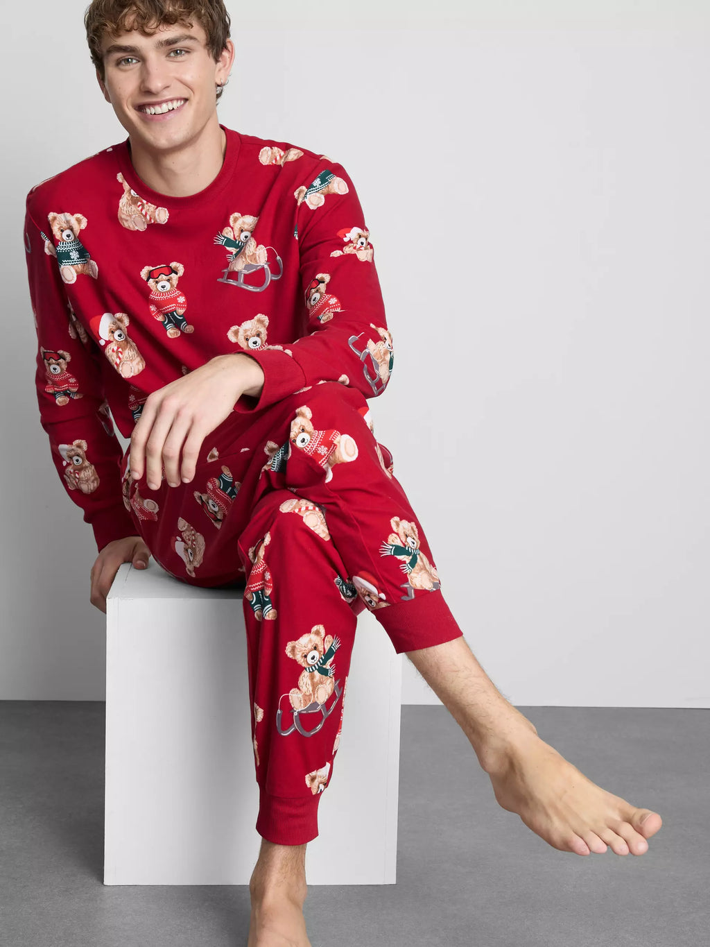 Men's Red Bear Family Christmas Pajamas