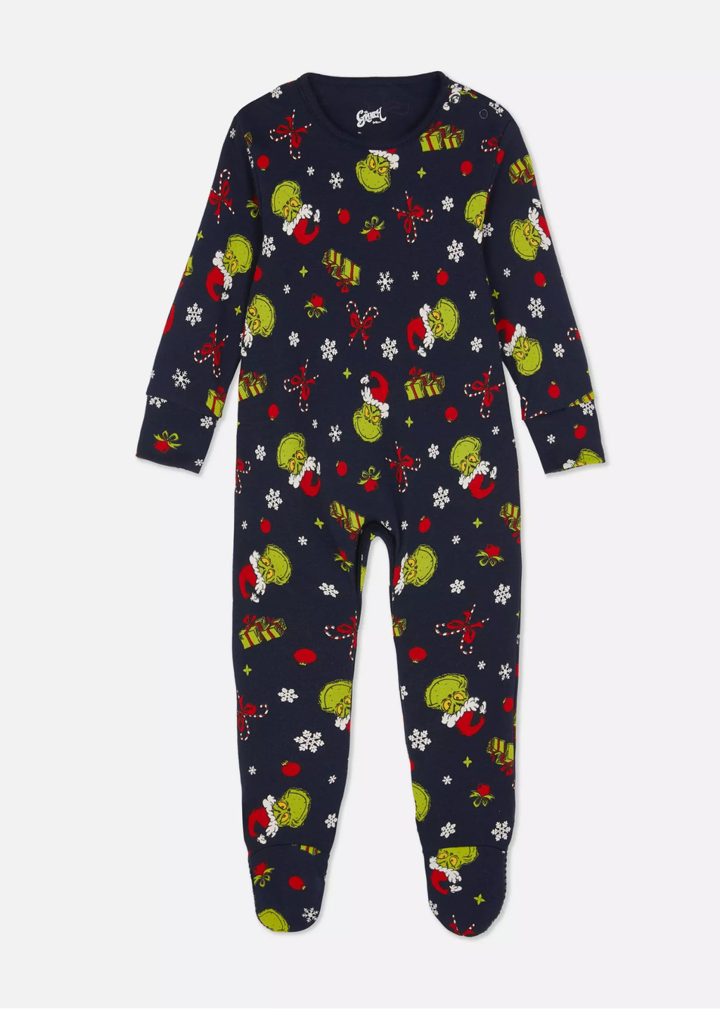 Babies The Grinch Pure Cotton Family Christmas Sleepsuit